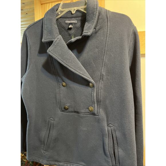 Tommy Hilfiger Double Breasted Sweatshirt Large Navy Blue Long Sleeve 4 Button - Picture 7 of 10